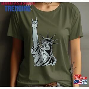 Rock On Liberty Graphic Tee Punk Statue Of Tshirt Unisex Freedom Shirt Classic